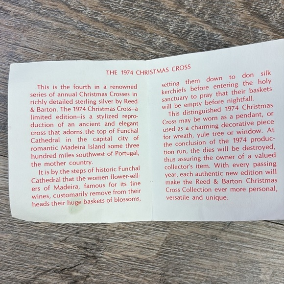 Vintage 1974 Reed & Barton Sterling Silver Christmas Cross - Picture 7 of 8